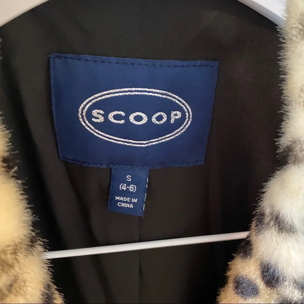 Scoop NYC Animal Print Cheetah Faux Fur Coat Size 4-6_15